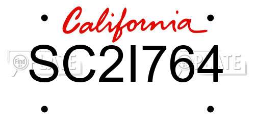 SC2I764 California License Plate