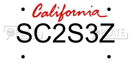 SC2S3Z California License Plate