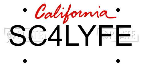 SC4LYFE California License Plate