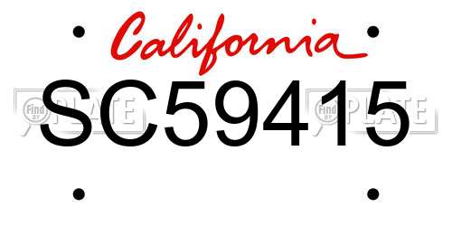 SC59415 California License Plate