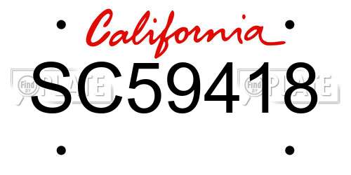 SC59418 California License Plate