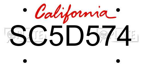 SC5D574 California License Plate