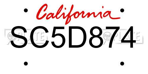 SC5D874 California License Plate