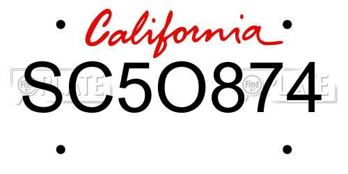 SC5O874 California License Plate