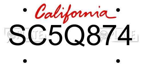 SC5Q874 California License Plate
