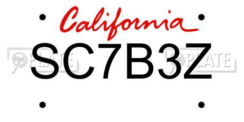 SC7B3Z California License Plate