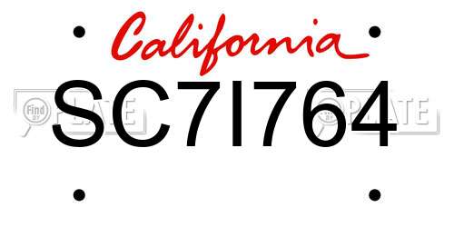 SC7I764 California License Plate