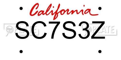 SC7S3Z California License Plate