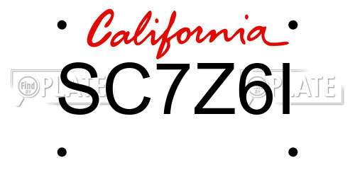 SC7Z6I California License Plate
