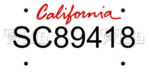 SC89418 California License Plate