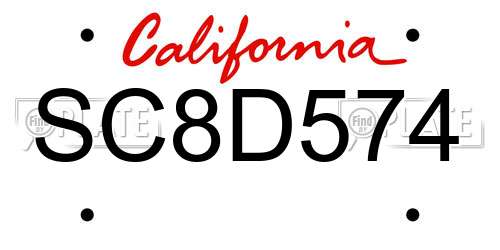 SC8D574 California License Plate