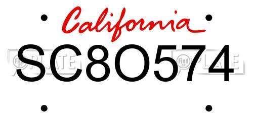 SC8O574 California License Plate