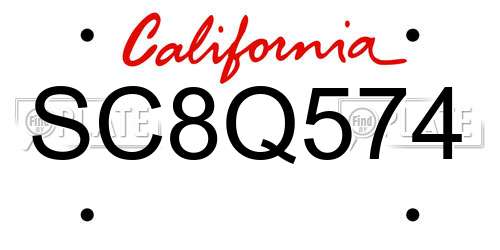 SC8Q574 California License Plate