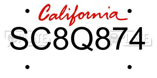 SC8Q874 California License Plate