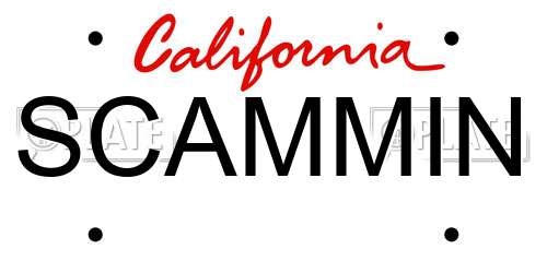SCAMMIN California License Plate