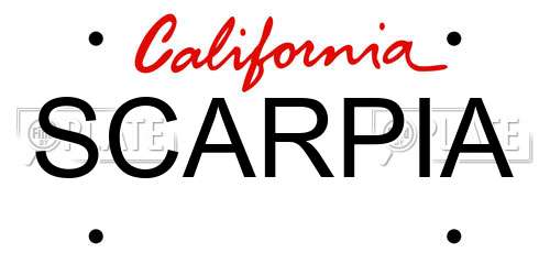 SCARPIA California License Plate