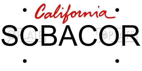 SCBACOR California License Plate