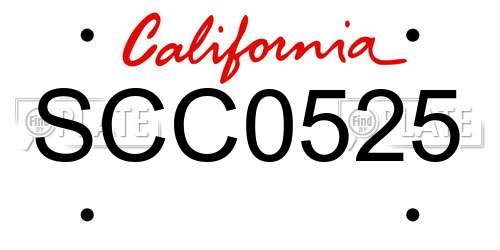 SCC0525 California License Plate