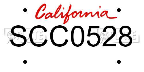 SCC0528 California License Plate