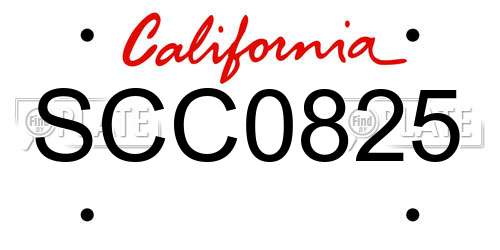 SCC0825 California License Plate
