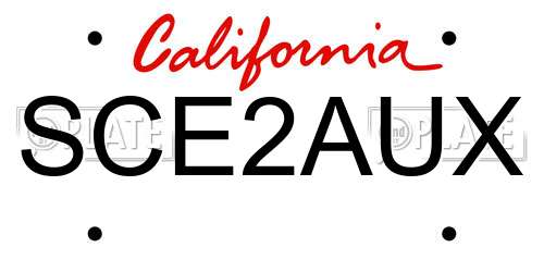 SCE2AUX California License Plate