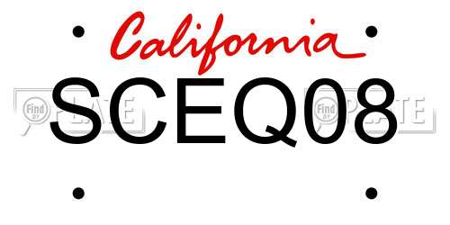 SCEQ08 California License Plate