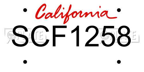 SCF1258 California License Plate