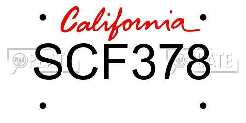 SCF378 California License Plate