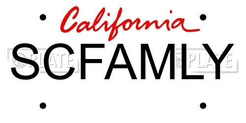 SCFAMLY California License Plate