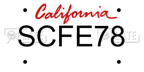 SCFE78 California License Plate