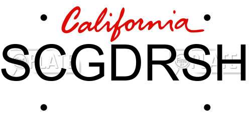 SCGDRSH California License Plate