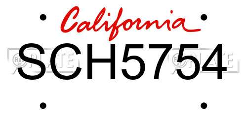 SCH5754 California License Plate