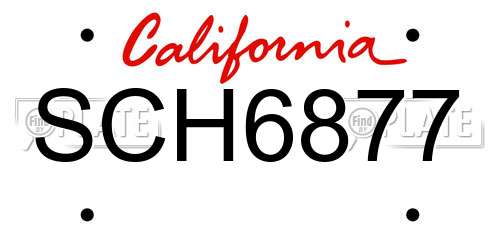 SCH6877 California License Plate