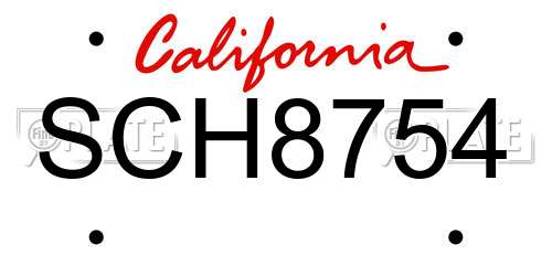 SCH8754 California License Plate