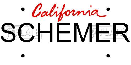 SCHEMER California License Plate