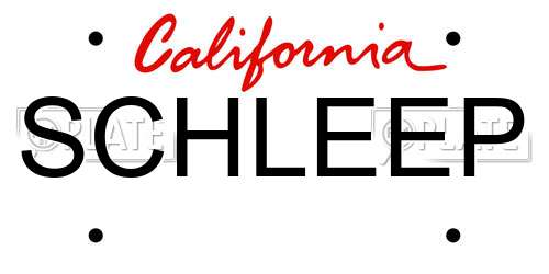 SCHLEEP California License Plate