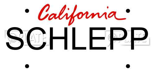 SCHLEPP California License Plate