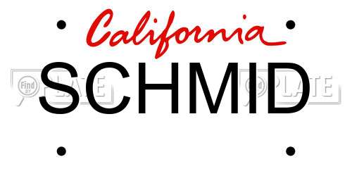 SCHMID California License Plate
