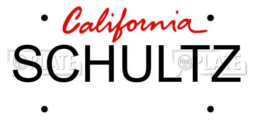 SCHULTZ California License Plate