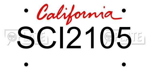 SCI2105 California License Plate