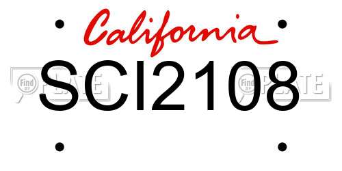 SCI2108 California License Plate