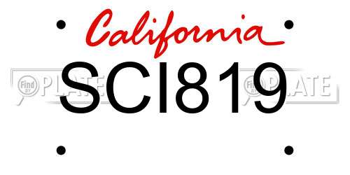 SCI819 California License Plate