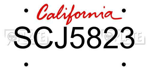 SCJ5823 California License Plate