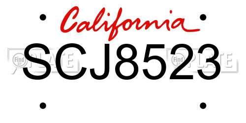 SCJ8523 California License Plate