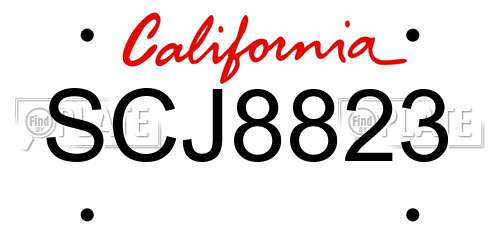 SCJ8823 California License Plate