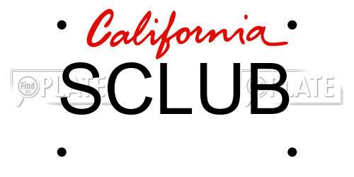 SCLUB California License Plate
