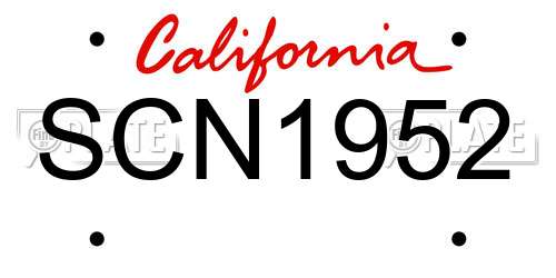 SCN1952 California License Plate