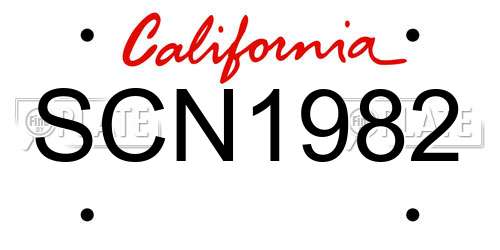 SCN1982 California License Plate