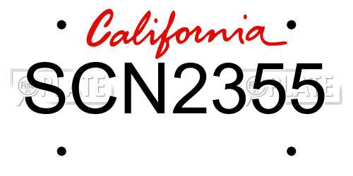 SCN2355 California License Plate