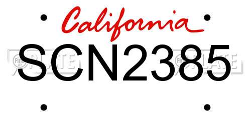 SCN2385 California License Plate